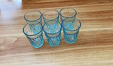 gil qab: Stəkanlar, rəng - Mavi, Şüşə, 6 ədədli dəst, SSRİ — 4