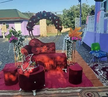 plastik su cənlərinin təmiri: Tədbir dekoru və bəzək icarəsi - Dairəvi metal arka kompozisiyası — 2