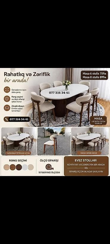 Evez Stolları – rahatlıq və zəriflik bir arada - Yemək masası və