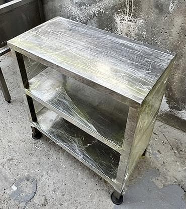 Paslanmayan poladdan 3 rəfli iş masası/rəf sistemi - Material: 304 — 1