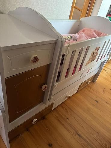 Мебель: Для девочки и мальчика, Б/у, Четырехугольная, Колыбель, С механизмом качания — 2