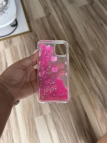 Техника и электроника: Şəffaf, çəhrayı qlitterli telefon qabı - Model uyğunluğu: iki böyük — 2