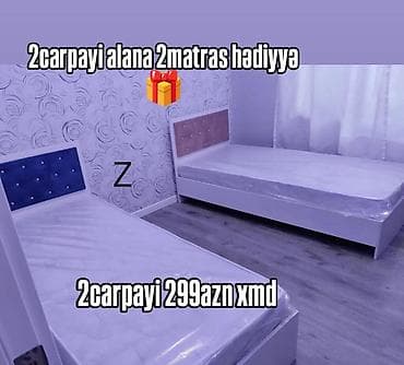 matras ucuz: Uşaq/yeniyetmə otağı üçün 2 ədəd tək nəfərlik çarpayı dəsti — 1