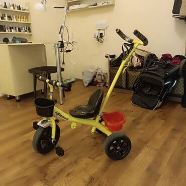 детские машинки на педалях: Uşaq üçtəkərli velosipedi – sarı rəng, “Sport” yazılı model — 3