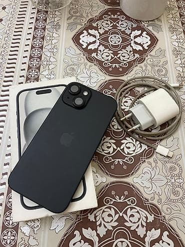 dual: IPhone 15, 128 GB, Midnight, Simsiz şarj, Face ID, Sənədlərlə — 1