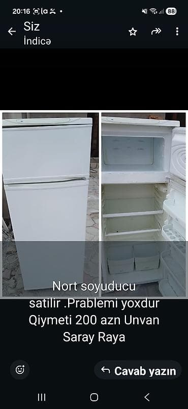 mini bar soyuducu: 2 qapılı Nord Soyuducu Satılır, rəng - Ağ — 1