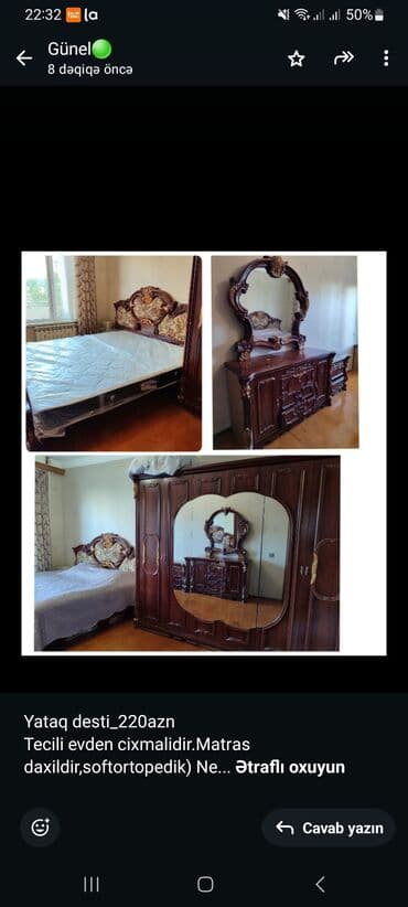 односпальная кровать: Yataq desti_220azn Tecili evden cixmalidir.Matras — 1