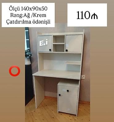 mebel modelleri: Yazı/qiraət masası – üst vitrinli model - Ölçülər: 160×90×50 sm və — 6