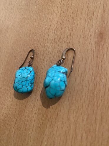 sirga: Türkuaz daşlı sırğalar - Material: mavi türkuaz effektli daş boncuklar — 2