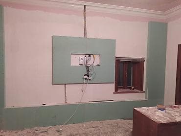 mini manqal: Alçıpan işləri və TV divar kompozisiyası – dizayn və quraşdırma — 9