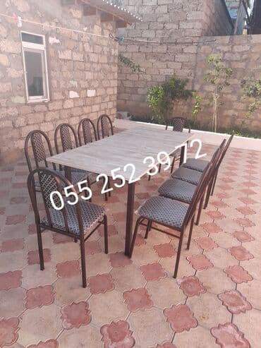 stul ev ucun: Qonaq otağı üçün, Yeni, Açılmayan, Dördbucaq masa, 8 stul — 5