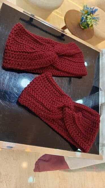 Toxunma saçbağı/baş örtüyü dəsti - Model: burğulu düyün detallı