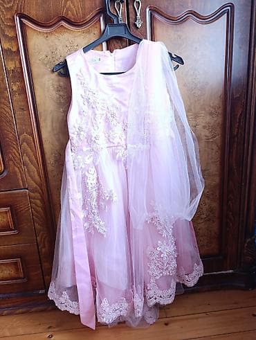 Uşaq üçün zərif ziyafət/şənlik donu - Rəng: açıq çəhrayı (pudra) -