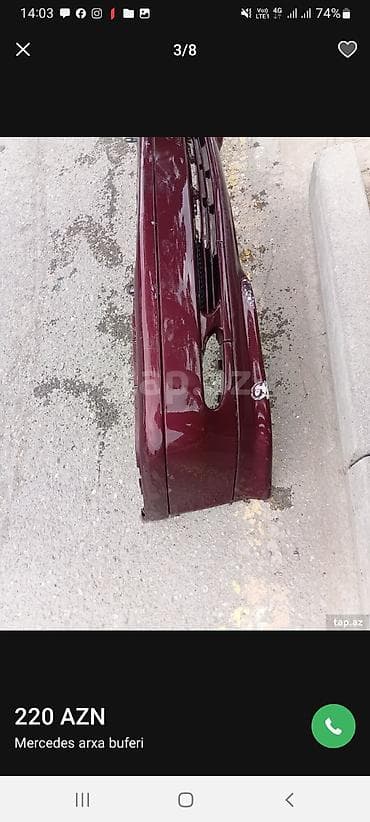 ceşka bufer: Mercedes qabaq bufer - Rəng: tünd albalı/bordo - Material: plastik - — 3