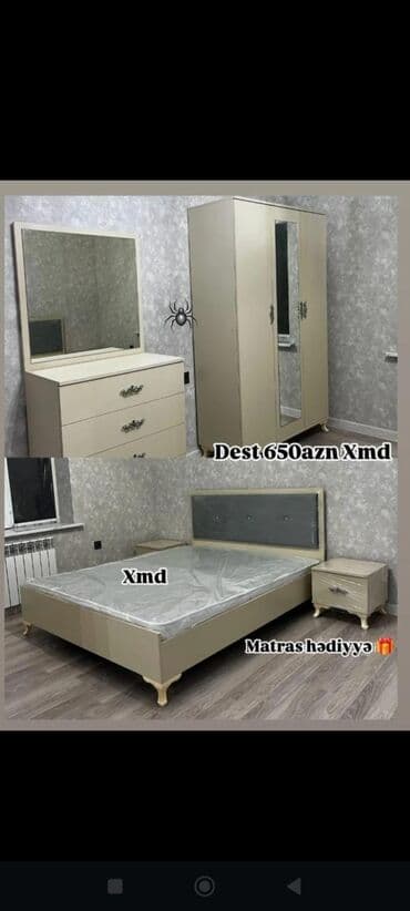 İkinəfərlik çarpayı, Dolab, Termo, 2 tumba, Yeni