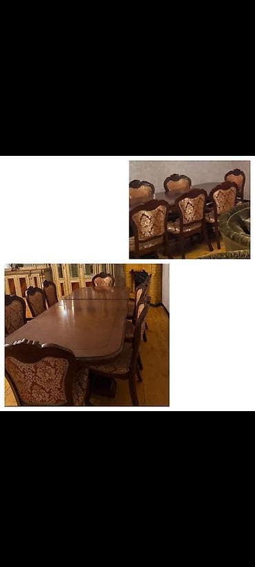 Qonaq otağı üçün, İşlənmiş, Dördbucaq masa, 6 stul