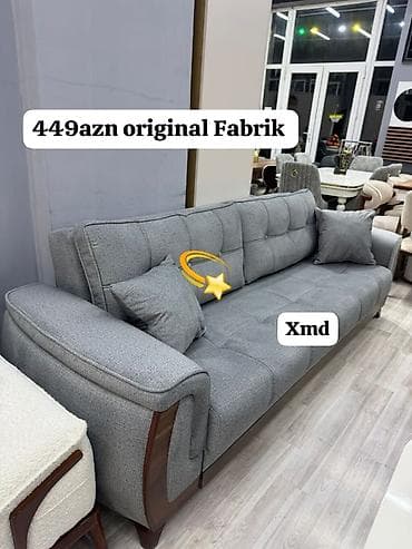 divan olcusu: Məhsul: 3 nəfərlik divan - Rəng: boz - Material: yumşaq toxumalı — 1