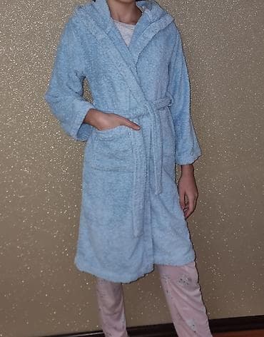 uşaq hamam xalatı: Uşaq üçün yumşaq xalat cotton 100% - Rəng: açıq mavi - Model — 1