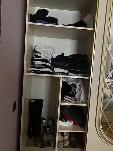 vitrin dolab: 3 qapılı, Güzgülü, Bej, Digər material, Kupe, Düz dolab — 5