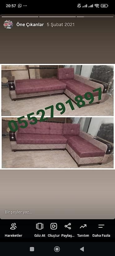 divan satisi: Künc divan satılır. Şəkildə görünən model L formalı künc divandır — 1
