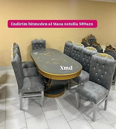 süt: Qonaq otağı üçün, Yeni, Açılmayan, Oval masa, 6 stul — 1