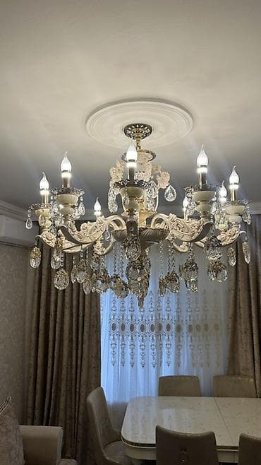 asma tavan: Çılçıraq, 10 və daha çox lampa, Şüşə — 4