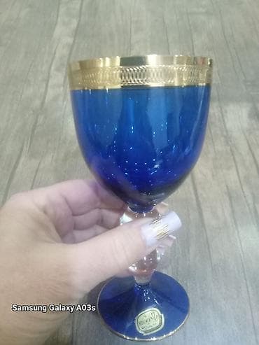 Qədəhlər, rəng - Mavi, 6 ədədli dəst