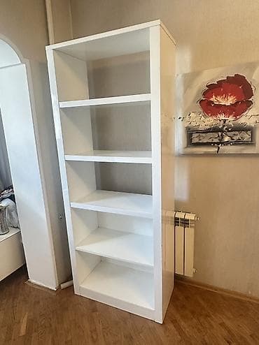 dekor ref: Ağ rəngdə açıq kitab rəfi - Material: laminat/MDFlam tipli taxta — 2