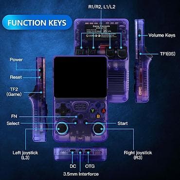 Другие игры и приставки: R36S portativ retro oyun konsolu – bənövşəyi şəffaf korpus Gta kimi — 8