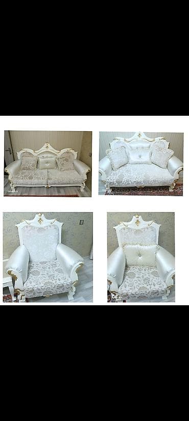 stol stul satisi: İşlənmiş, Klassik divan, 2 kreslo, Divan, Bazasız, Açılmayan — 1