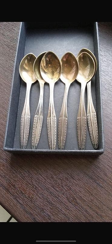 cay dezgahi: Məhsul: Çay qaşıqları dəsti - Miqdarı: 6 ədəd - Material: gümüsh — 1