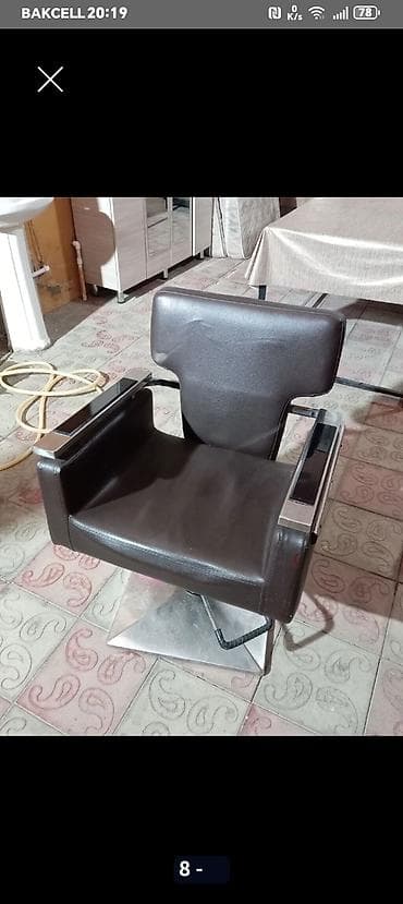 Peşəkar bərbər/kosmetologiya kreslosu - Material: qara rəngli