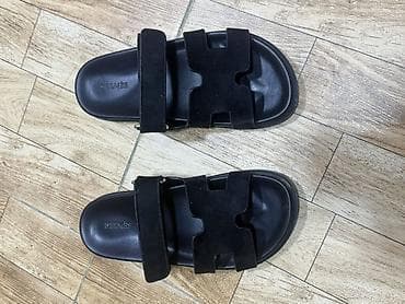 Hermès xanım/slayd sandaleti – qara rəng - İki zolaqlı dizayn: üst — 4