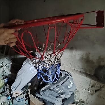 basketbol forması: Basketbol səbəti və tormaq - Dəmir materialdan, qırmızı rəngli — 1