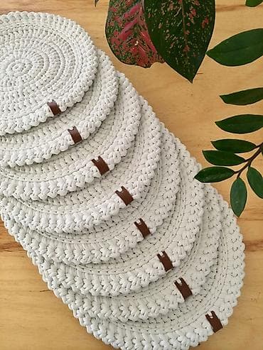 Əl işi dairəvi süfrə altlıqları (placemat seti) - Material: qalın