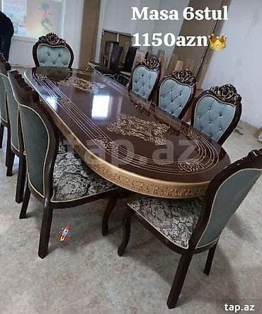 Qonaq otağı üçün, Yeni, Açılmayan, Oval masa, 6 stul