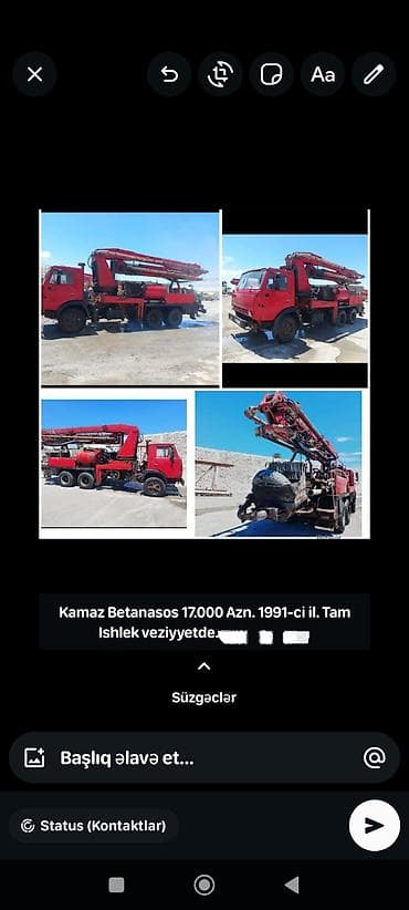 KamAZ beton nasosu – 1991-ci il. - Avtomobil üzərində quraşdırılmış — 1