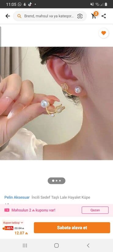 TƏZƏ sırğa. Trendyoldan 12 manata alınıb. 6 manata satılır. Polad