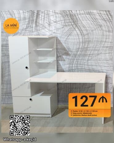 Sifarişlə işçi masaları: Ağıllı dizayna malik kompakt iş masası və rəf bloku - Ölçülər — 1