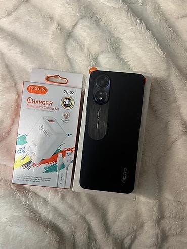 telefon xor: Oppo A18, 128 GB, rəng - Qara, Barmaq izi, Face ID — 7