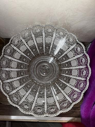 Məhsul: Kəsim naxışlı şüşə/qəlib kristal ayaqlı meyvəqabı (Glassluk)