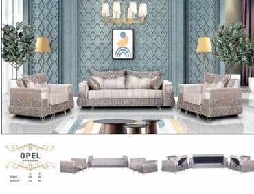 Yeni, Divan, 2 kreslo, Divan, Bazalı, Açılan