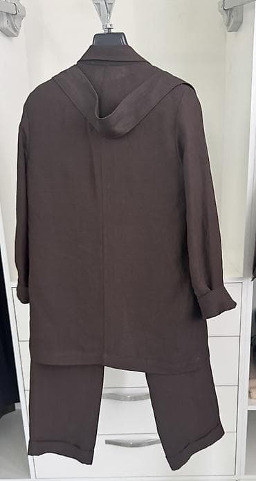 мужской костюм: Льняной костюм Massimo Dutti, коричневый. Размер S-M. Одевался в — 2