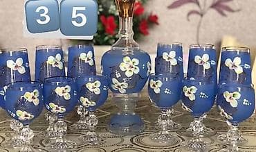 hamam seti: Dekorativ şüşə və keramik məmulatlar dəsti 1) Mavi şüşə set - 1 ədəd — 1