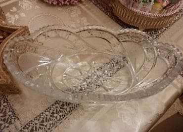 Kəsimli şüşə/kristal tərəvəz-meyvə qabı cütü - Material: qalın — 2