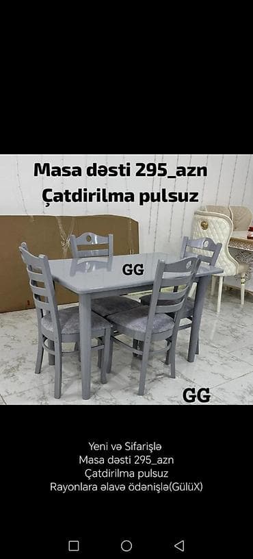mebel stol stul: Mətbəx üçün, Açılan, Dördbucaq masa, 4 stul — 1