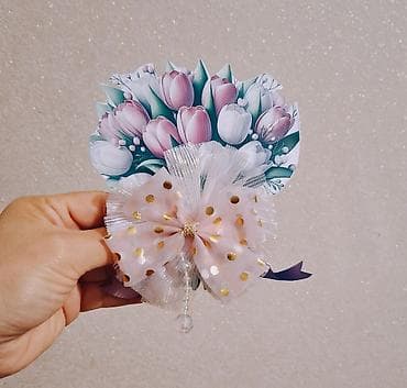 Şamlar: Məhsul: Dekorativ çiçək kompozisiyalı bəzək açıqçamaları Təsvir: - 3 — 3