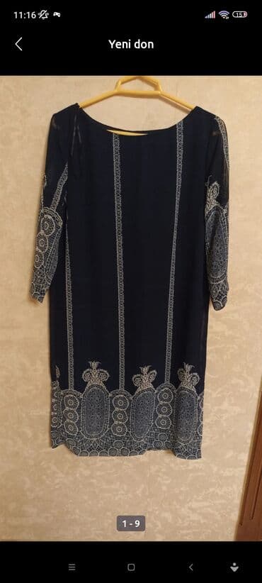 детские платья с длинным рукавом: Повседневное платье, Миди, M — 3