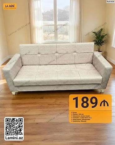 oturaca: Divan – Kod: 6926 - Ölçü: 200 sm - Mexanizm: Açılan, bazalı (yatan — 1