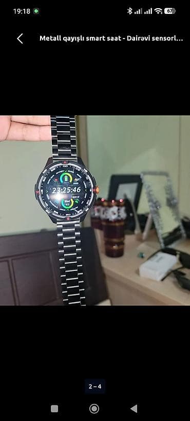 Elektronika: Metall qayışlı smart saat - Dairəvi sensorlu toxunma ekran - Metal — 3